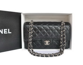 Chanel A1112 2.55 Series Flap Bag Original Caviar Leather Black