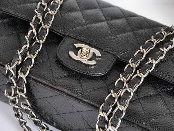 Chanel A1112 2.55 Series Flap Bag Original Caviar Leather Black