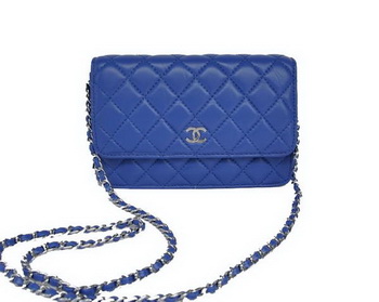 Chanel Lambskin Flap Bag A33814 Blue With Silver Hardware