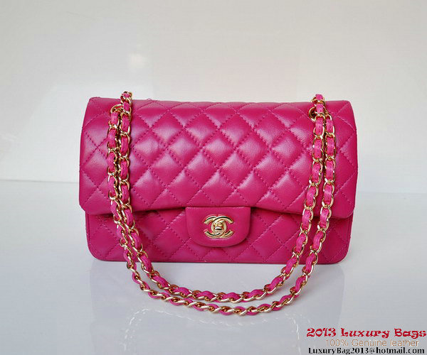 Chanel A01112 Classic Flap Bag Plum Sheepskin Gold