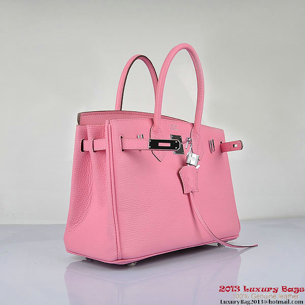 Hermes Birkin 30CM Tote Bags Pink Togo Leather Silver