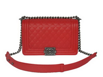 Boy Chanel Flap Shoulder Bag Classic Cannage Patterns A67086 Red