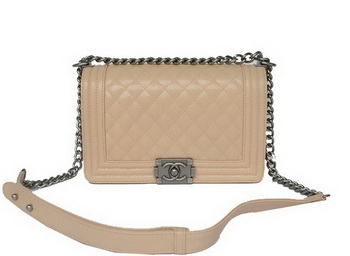 Boy Chanel Flap Shoulder Bag Classic Cannage Patterns A67086 Apricot