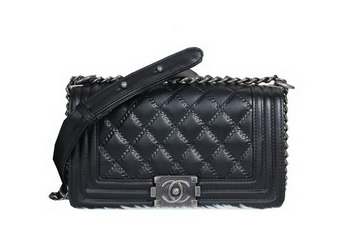 Boy Chanel Flap Shoulder Bag in Calfskin Leather A8013 Black