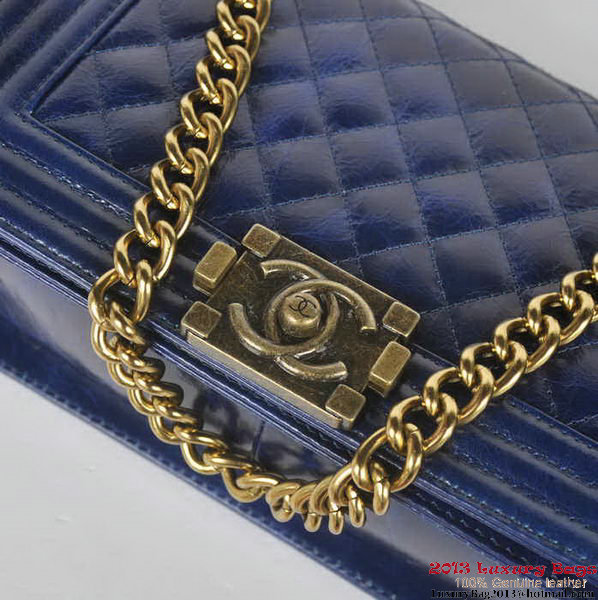 Boy Chanel Flap Shoulder Bag Iridescent Leather A67086 Blue