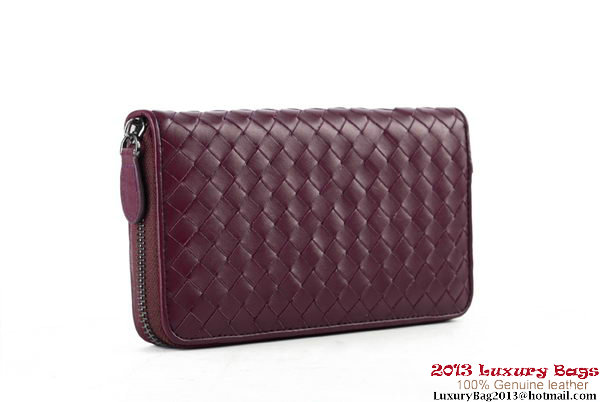 Bottega Veneta Intrecciato Nappa Zippy Wallet BV1571 Wine