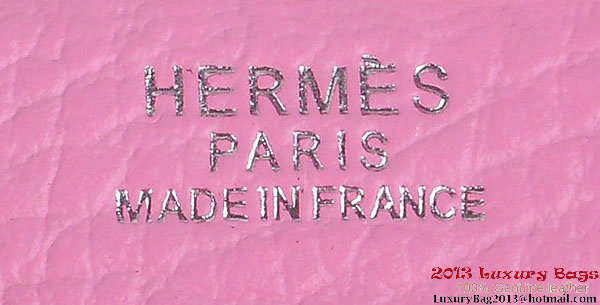 Hermes Bearn Japonaise Clemence Leather Wallet H005 Pink