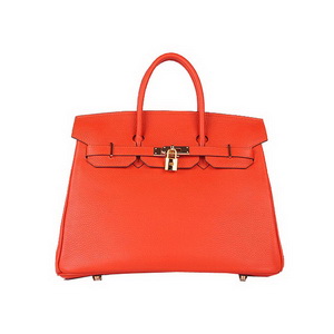 Hermes Birkin 35CM Tote Bag Orange Clemence Leather H6089 Gold