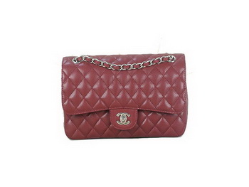 Chanel 2.55 Classic Flap Bag Bordeaux Original Cannage Patterns Leather Silver