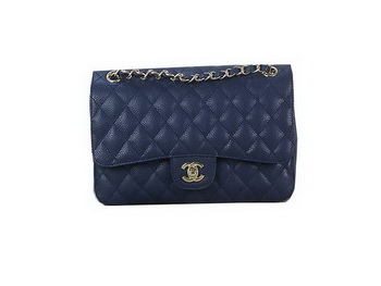 Chanel 2.55 Classic Flap Bag RoyalBlue Original Cannage Patterns Leather Gold