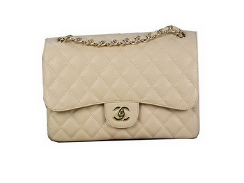 Chanel Classic Flap Bag Apricot Original Cannage Patterns Leather Gold