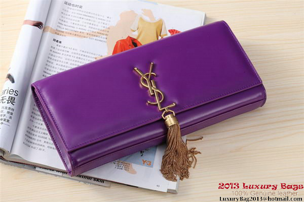 Yves Saint Laurent Classic Monogramme Tassel Clutch Bag Y041 Purple