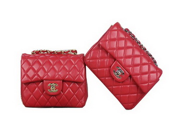 Chanel 1115 mini Classic Flap Bag Sheepskin Leather Red