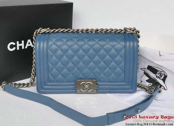 Boy Chanel Flap Shoulder Bag Original Sheepskin Leather A67086 Blue