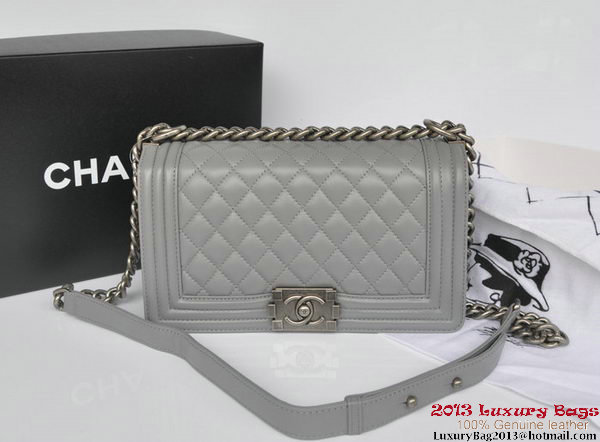 Boy Chanel Flap Shoulder Bag Original Sheepskin Leather A67086 Gray