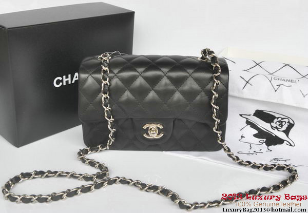 Chanel Classic Flap Bags Black Original Sheepskin Leather A1116 Silver