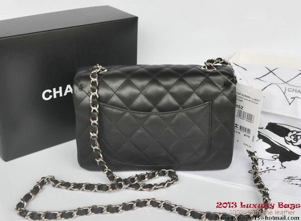 Chanel Classic Flap Bags Black Original Sheepskin Leather A1116 Silver