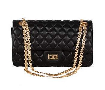 Chanel Classic 2.55 Series Bag Black Sheepskin Leather 1112 Gold