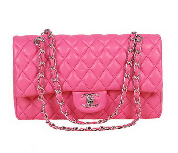 Chanel 2.55 Series Bag Rose Sheepskin Leather 1112 Silver