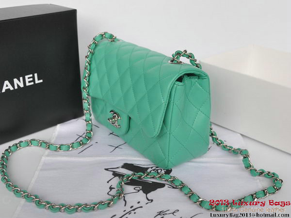 Chanel Classic Flap Bags Green Original Sheepskin Leather A1116 Silver