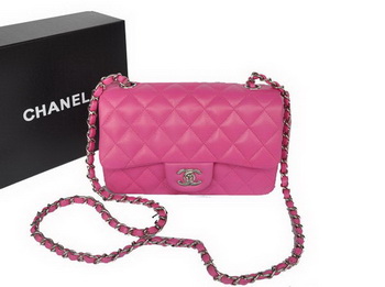 Chanel Classic Flap Bags Rose Original Sheepskin Leather A1116 Silver