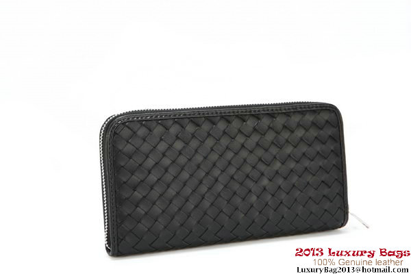 Bottega Veneta Intrecciato Nappa Zippy Wallet 115709-1 Black