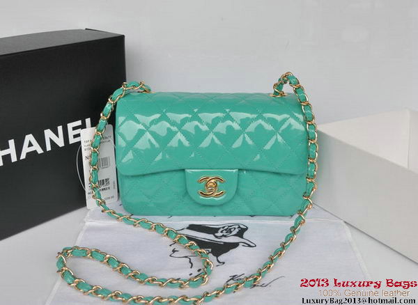 Chanel Classic Flap Bags Light Green Original Patent Leather A1116 Gold