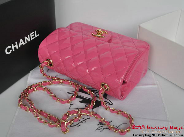 Chanel Classic Flap Bags Rose Original Patent Leather A1116 Gold