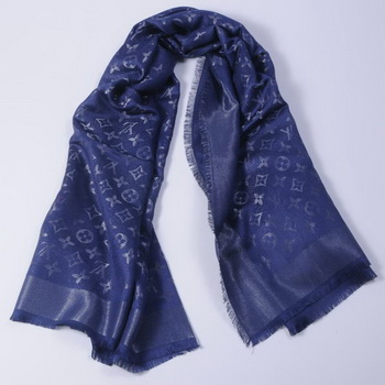 Louis Vuitton Scarves Cotton WJLV092 Dark Blue&Silver