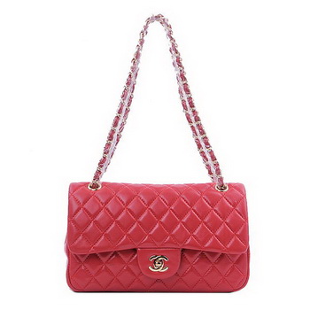 Chanel 2.55 Series Classic Flap Bag 1112 Red Sheepskin Gold