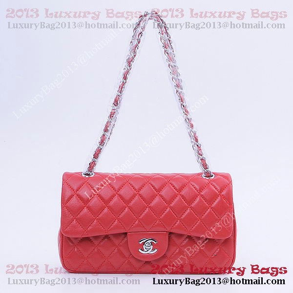 Chanel 2.55 Series Classic Flap Bag 1112 Red Sheepskin Silver