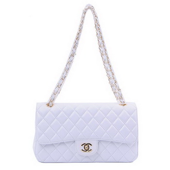 Chanel 2.55 Series Classic Flap Bag 1112 White Sheepskin Gold