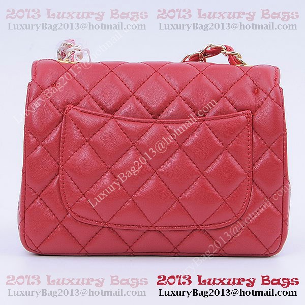 Chanel mini Classic Flap Bag Red Sheekskin 1115 Gold