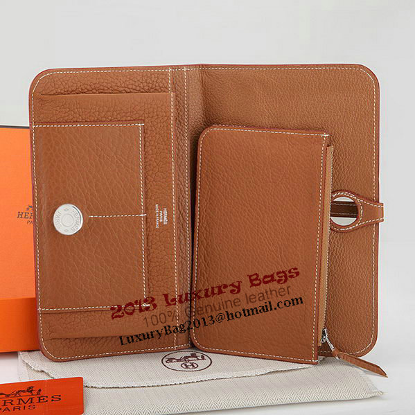 Hermes Dogon Combined Wallet A508 Camel