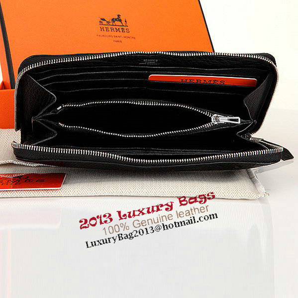 Hermes Evelyn Long Zip Wallet A808 Black