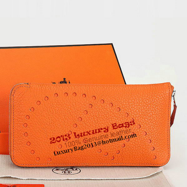 Hermes Evelyn Long Zip Wallet A808 Orange