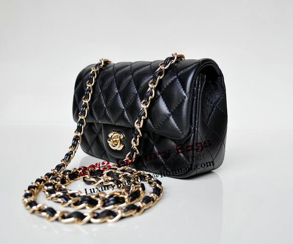 Chanel mini Classic Flap Bag Black Sheekskin 1117 Gold