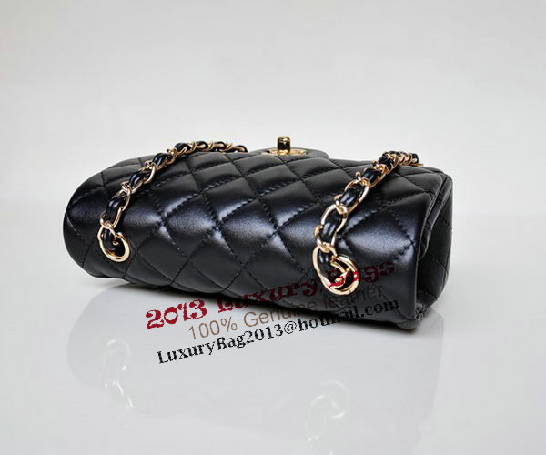 Chanel mini Classic Flap Bag Black Sheekskin 1117 Gold