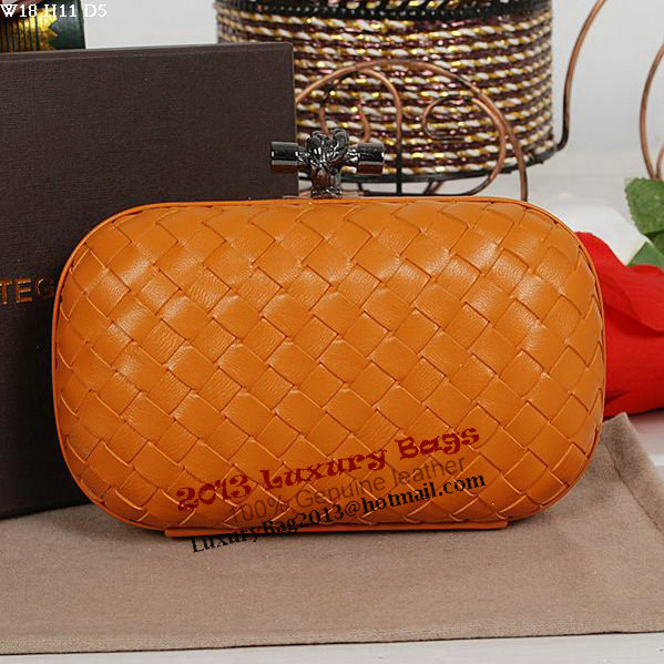 Bottega Veneta Intrecciato Sheepskin Impero Ayers Knot Clutch 11308 Orange