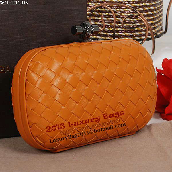 Bottega Veneta Intrecciato Sheepskin Impero Ayers Knot Clutch 11308 Orange