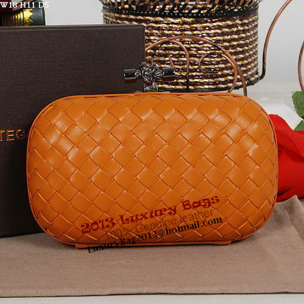 Bottega Veneta Intrecciato Sheepskin Impero Ayers Knot Clutch 11308 Orange