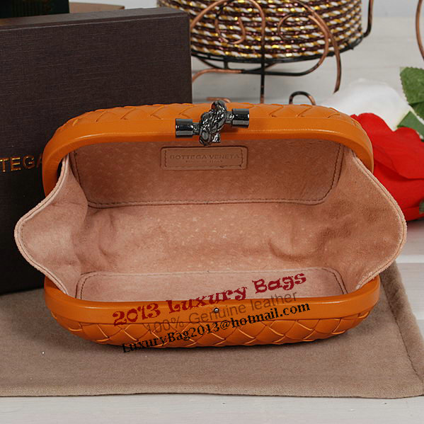 Bottega Veneta Intrecciato Sheepskin Impero Ayers Knot Clutch 11308 Orange