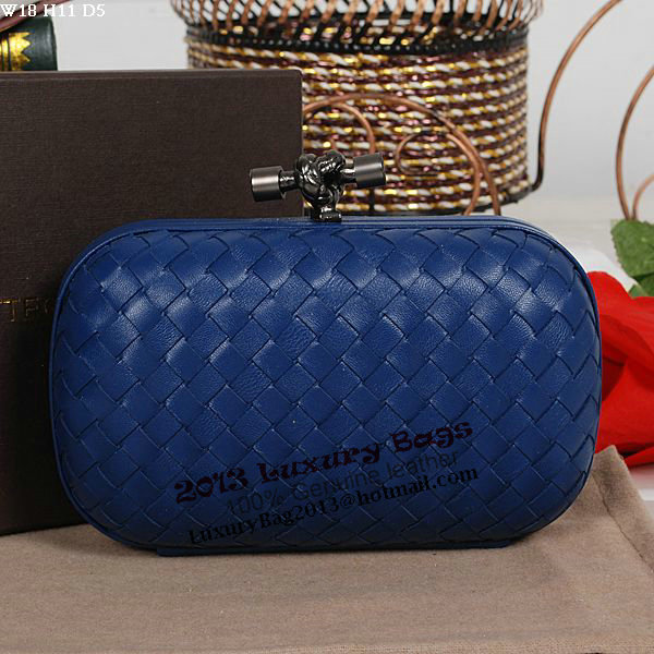 Bottega Veneta Intrecciato Sheepskin Impero Ayers Knot Clutch 11308 RoyalBlue