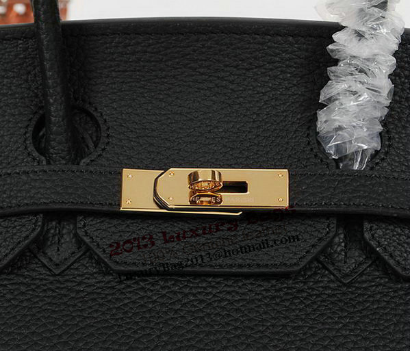 Hermes Birkin 35CM Tote Bag Black Clemence Leather H35 Gold