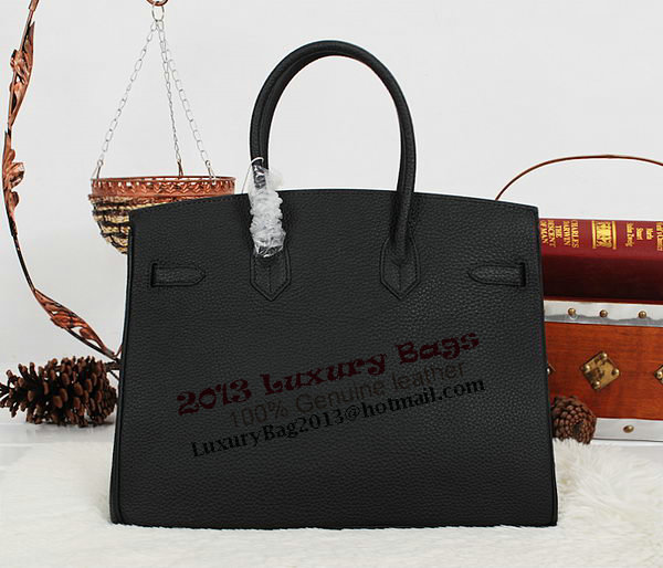 Hermes Birkin 35CM Tote Bag Black Clemence Leather H35 Gold