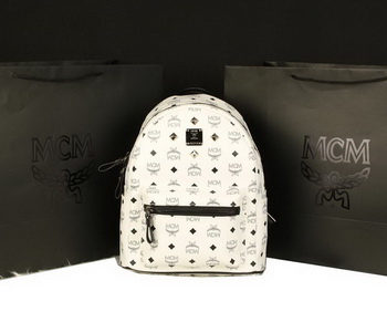 MCM Stark Backpack Large in Calf Leather 8004 White