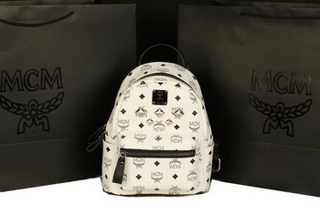 MCM Stark Backpack Medium in Calf Leather 8003 White