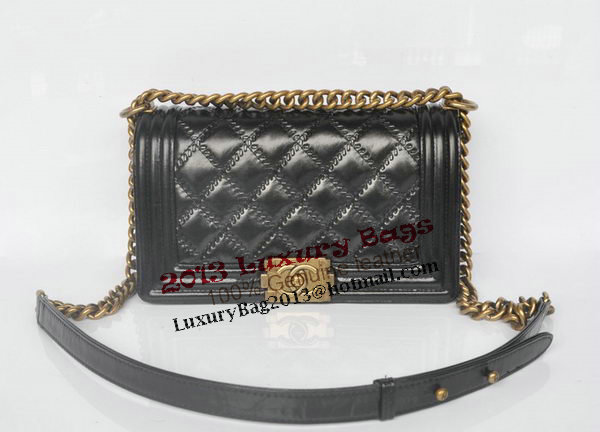 Boy Chanel Flap Shoulder Bag Bright Leather A67086 Black