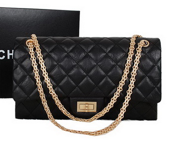 Chanel A30227 Black Sheepskin Leather Jumbo Flap Bags Gold