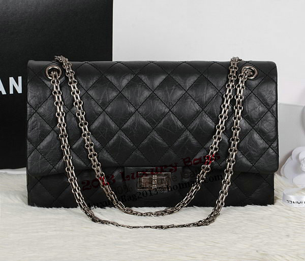 Chanel A30227 Black Sheepskin Leather Jumbo Flap Bags Silver